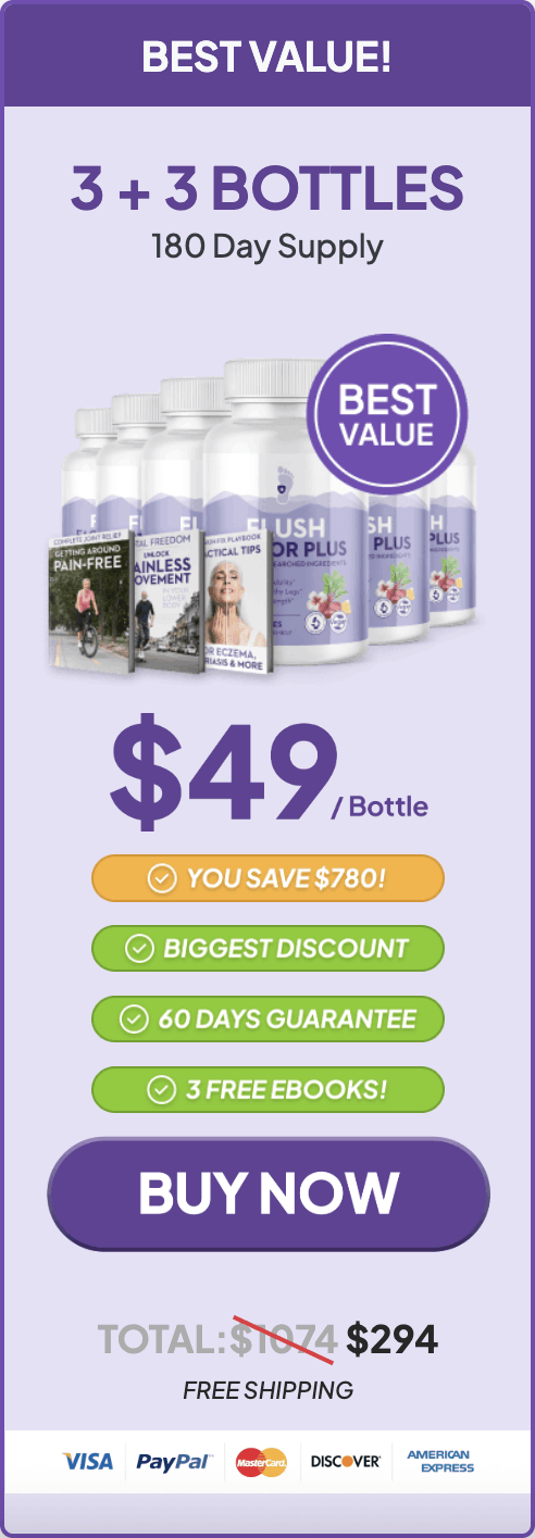 FlushFactorPlus 6 bottles 180 day supply best value package with free shipping